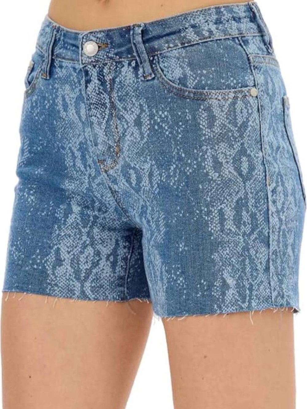 ⚡️NWT Judy Blue Midrise Snake-Print Denim Cut-Off Shorts